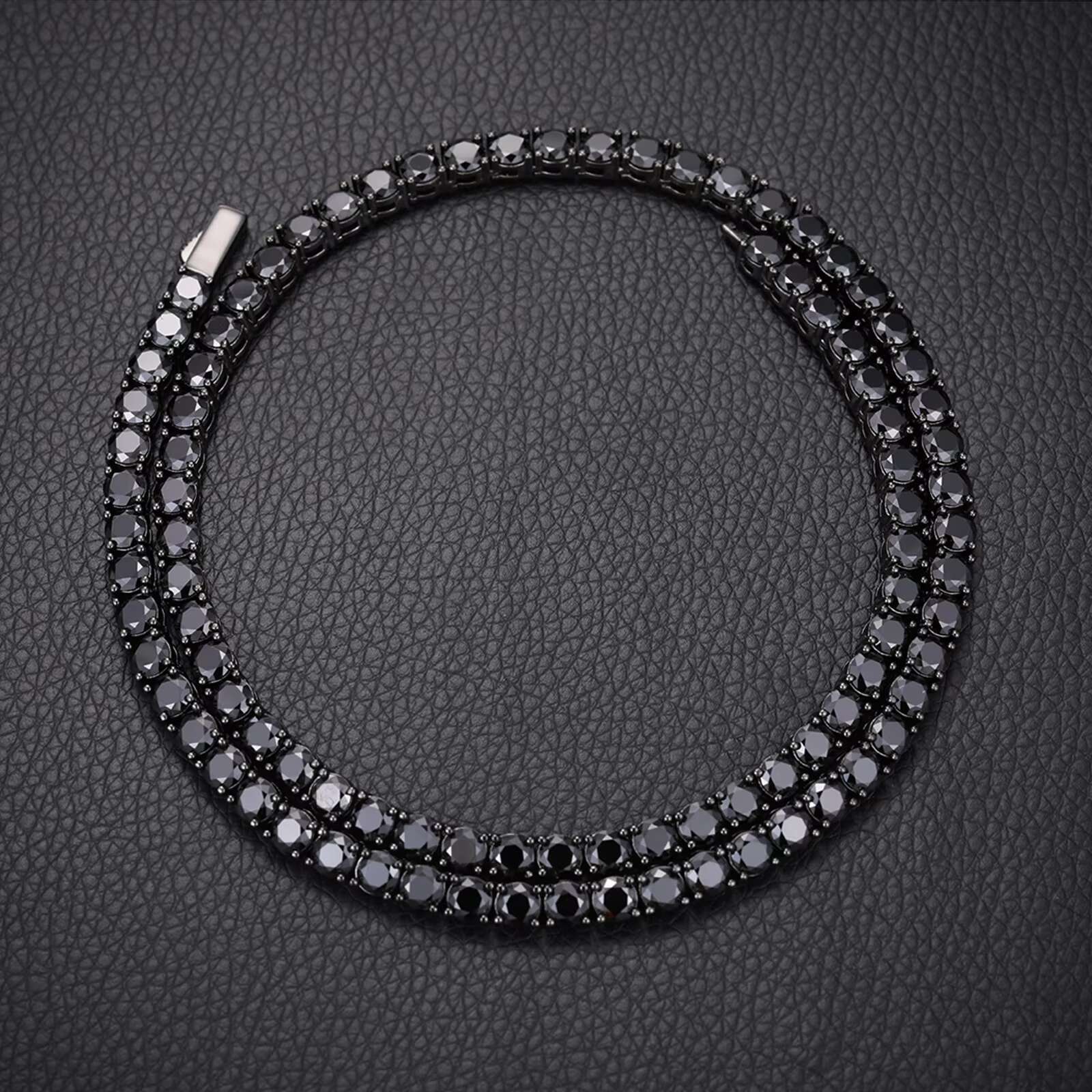 Kolye Unique Design 4mm Black VVS Moissanite DIamond Tennis Chain GRA Certificate S925 Silver Men Jewelry Necklace for Man