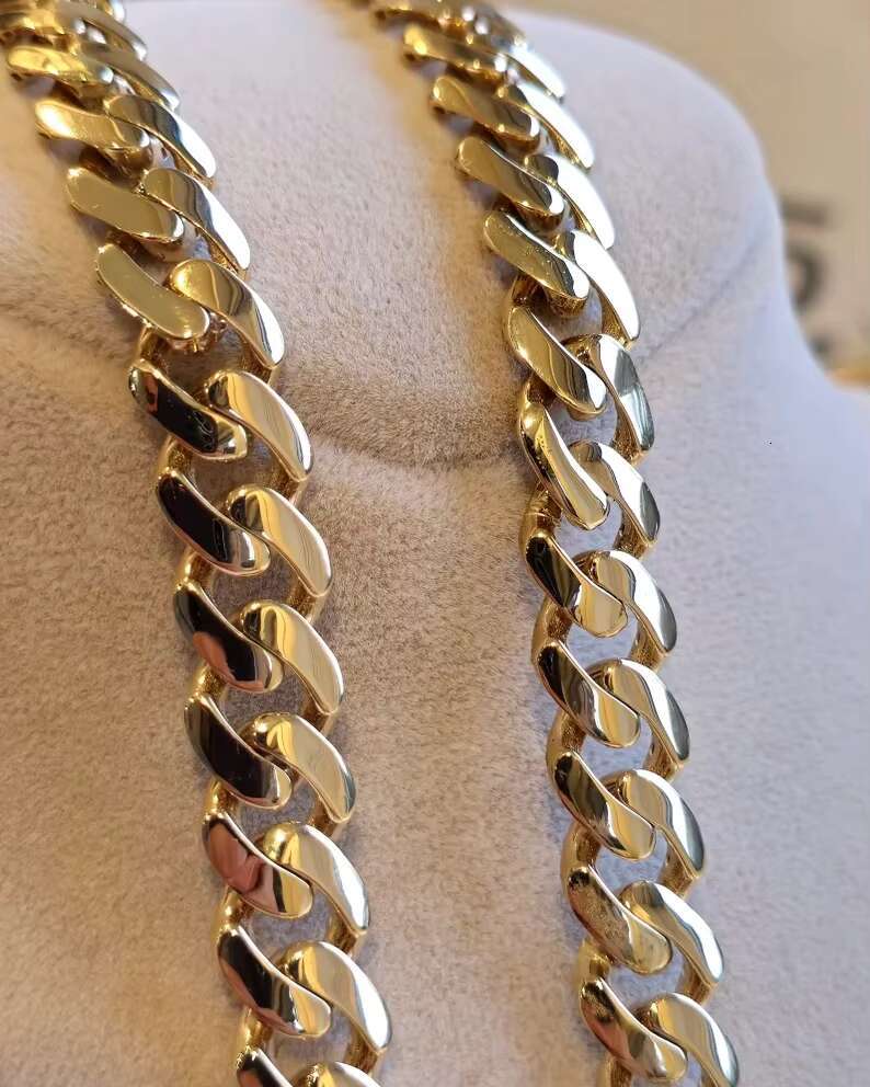 14k Solid Gold Miami Cuban Chunky Chain Necklace for Mens Fashion Jewelry Link Chain Heavy Gold Chain