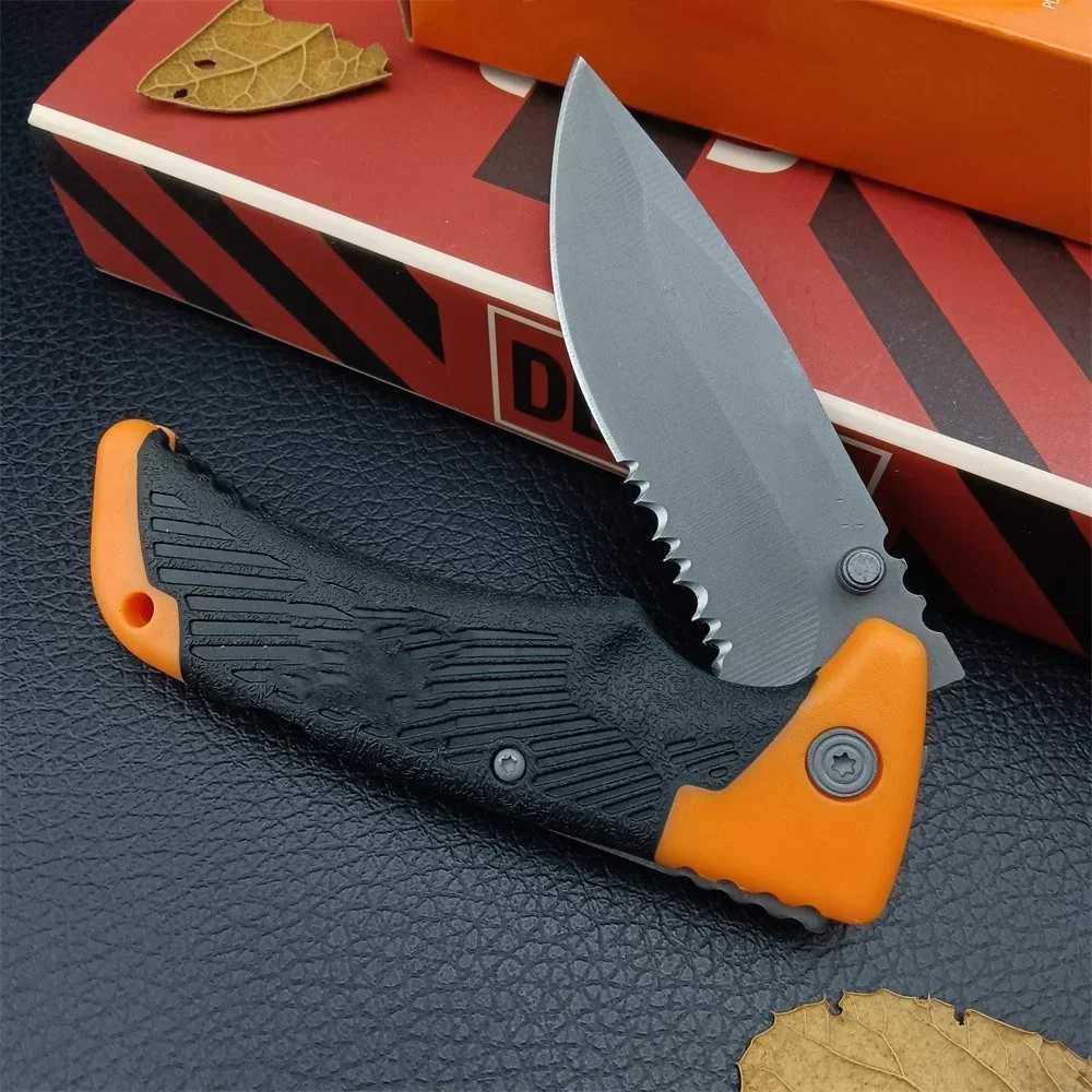 High quality saw blade folding knife 8Cr13MoV steel rubber handle military outdoor hunting knife camping survival EDC tool Y250329