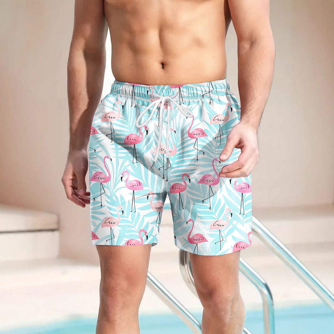 Top quality Brand High Quality New Style Free Delivery Designer Bag Men's beach pants 3D digital animal bird pattern fashionable and trendy loose