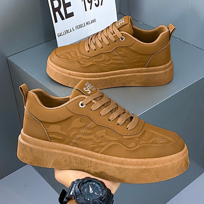 Free shipping casual shoes men Sneakers thick soled trendy fashion sports shoes brown white