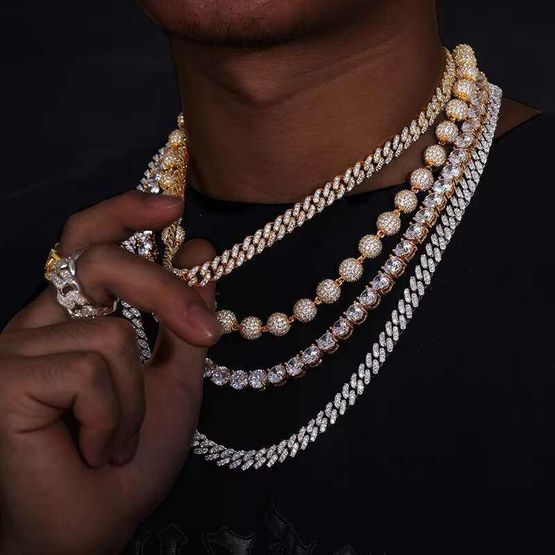 Low Price 8mm 1 Row VVS Moissanite Iced Out Cuban Link Chain Hiphop Jewelry Sterling Sier Lab Dia Necklace Men Women