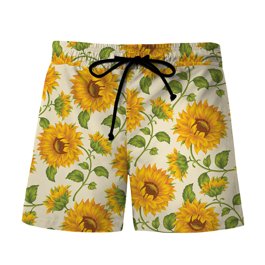 Top quality Brand High Quality New Style Free Delivery Designer Bag Summer digital printed sunflower pattern youth men's casual travel beach pant