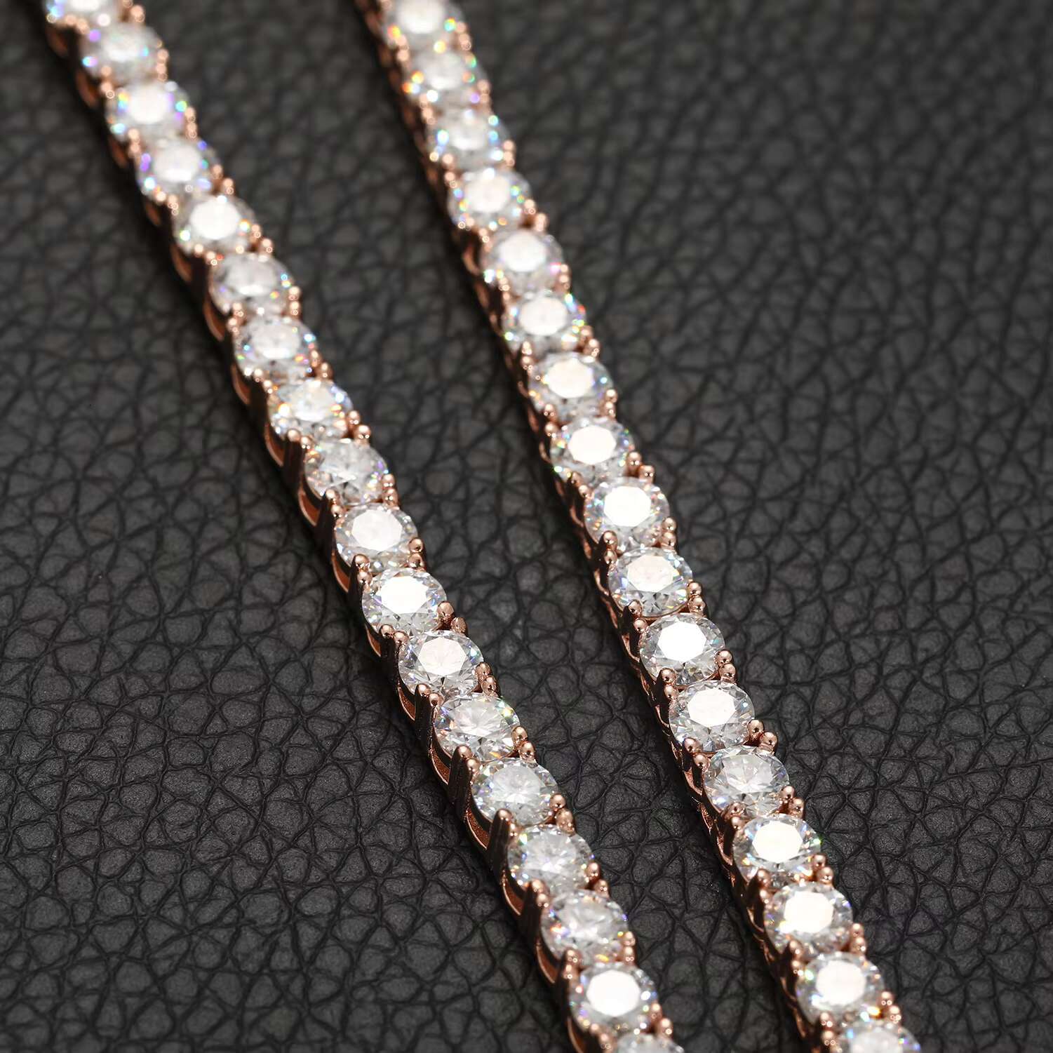 Fashion Men Women Jewellery 5mm Rose Gold Plated 925 Sterling Silver VVS Moissanite Diamond Classic Tennis Chain Necklace