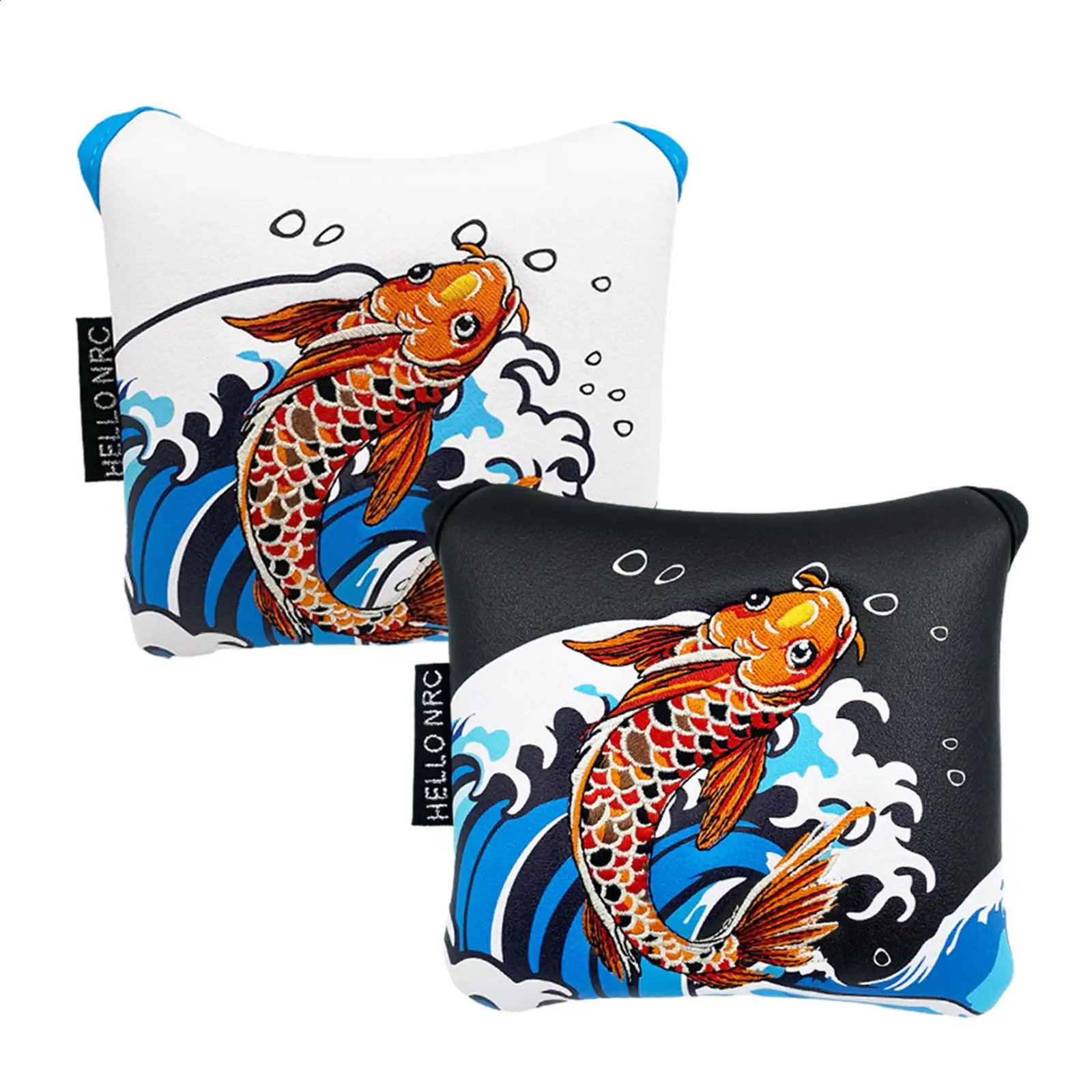 Golf Mallet Push Rod Cover Embroidered Koi Fashionable Golf Accessories Plush Lining Portable Golf Gift Dad Golf Club Head Cover 250328