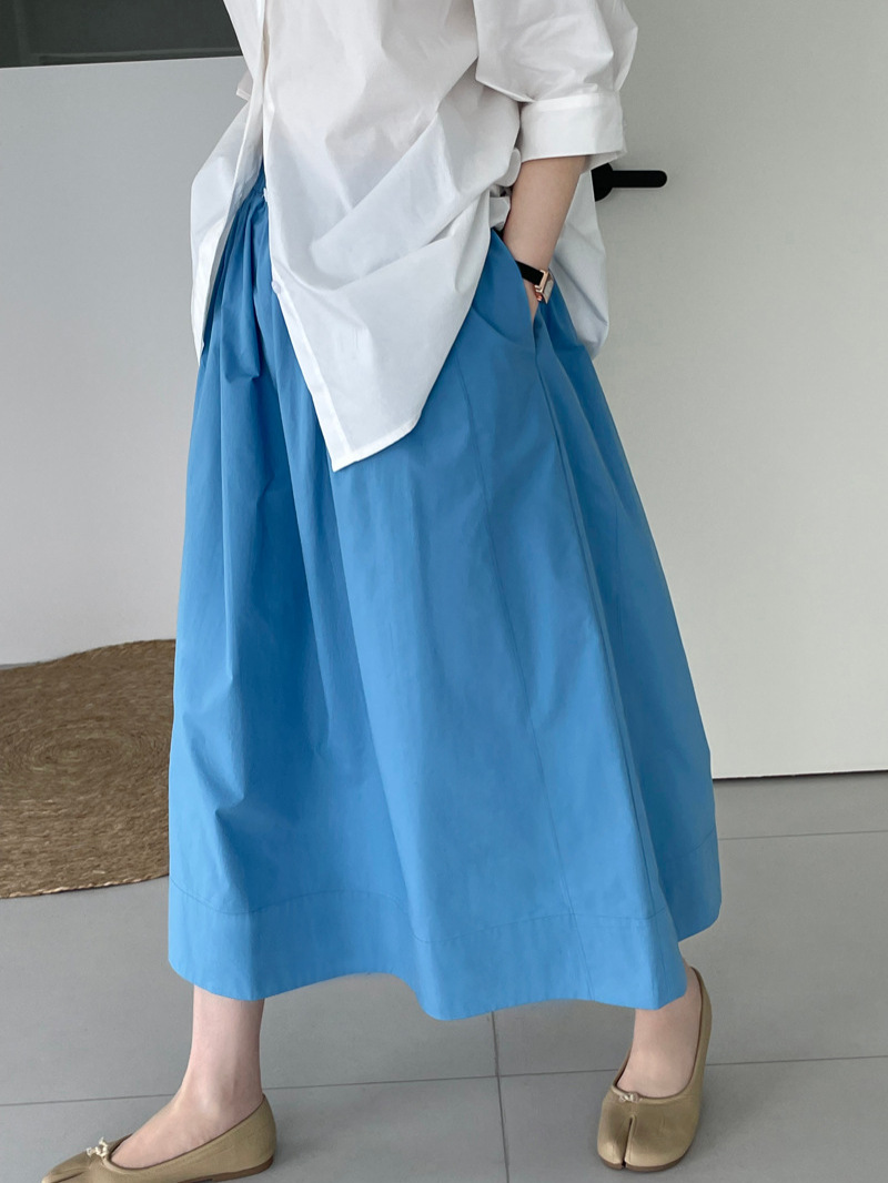 L61190 Miyake high-end exquisite long skirt women's clothing high-grade elastic waist umbrella skirt hides flesh and looks thin