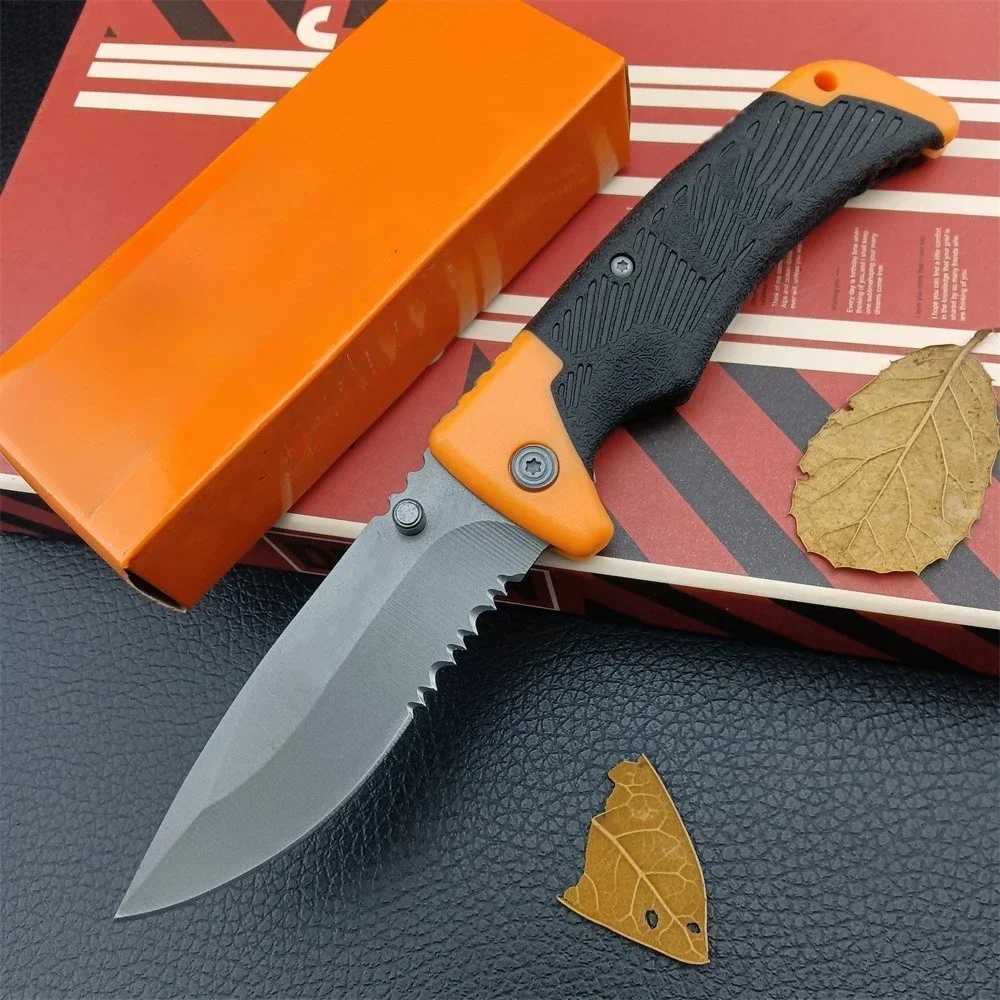 High quality saw blade folding knife 8Cr13MoV steel rubber handle military outdoor hunting knife camping survival EDC tool Y250329