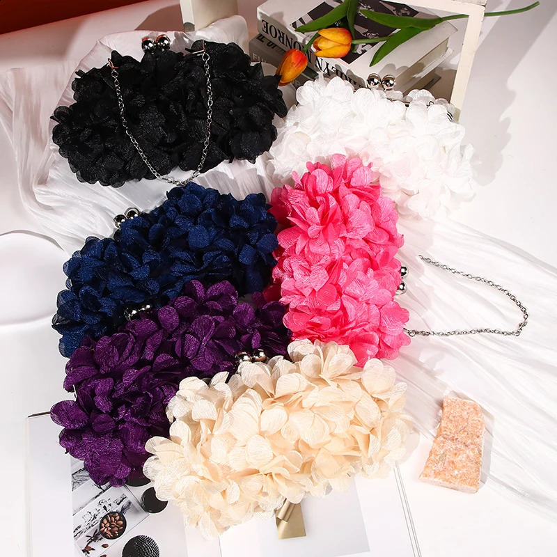 Flower Dinner Purse er Floral Chain Crossbody Bride Handbag Clutches Woman Petal Evening Party Clutch Wedding Dress Bag250325bj