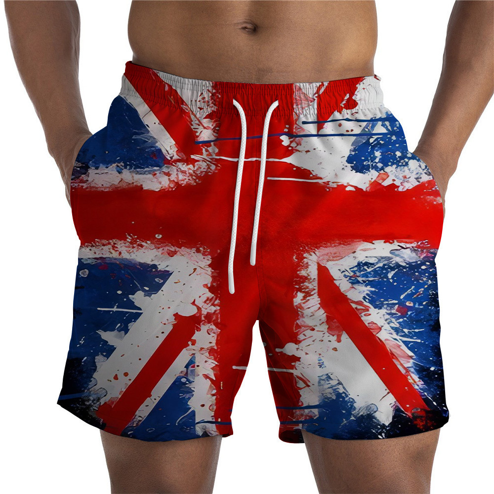Top quality Brand High Quality New Style Free Delivery Designer Bag Summer New Men's Independence Day Element 3D Digital Printed Shorts Loose Str
