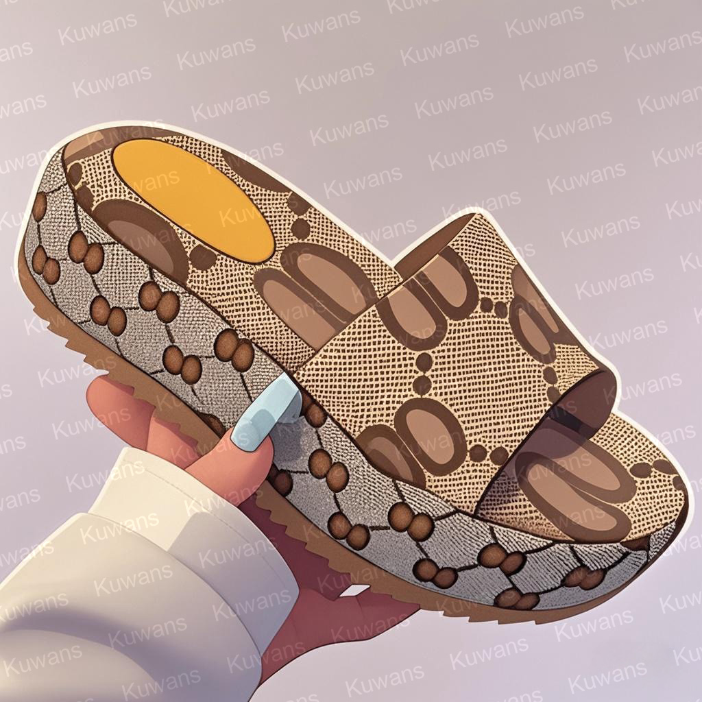 Women Designer Platform Slides Sandals Canvas Flatform Slippers Beach Summer Fall Slip On Mules Footwear Luxury Embroidered Size 35-42 ssed