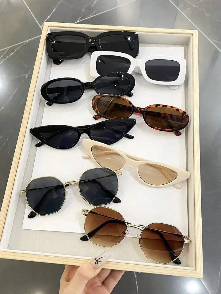8 fashionable cat eye frame womens sunglasses suitable for daily life mens sun umbrellas outdoor leisure activities Western party accessories. 250328