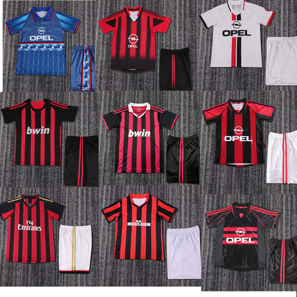 2006 2007 AC Retro soccer jerseys kit 02 03 04 05 09 10 11 12 13 14 AC KAKA Long MILAN IBRAHIMOVIC WEAH football shirts Football jersey Top Soccer shirt kids Maillots