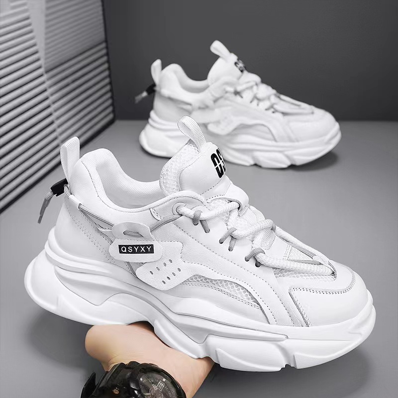 Free shipping 2025 casual men Clunky Sneaker sports thick soled fashion comfortable loafers running shoes
