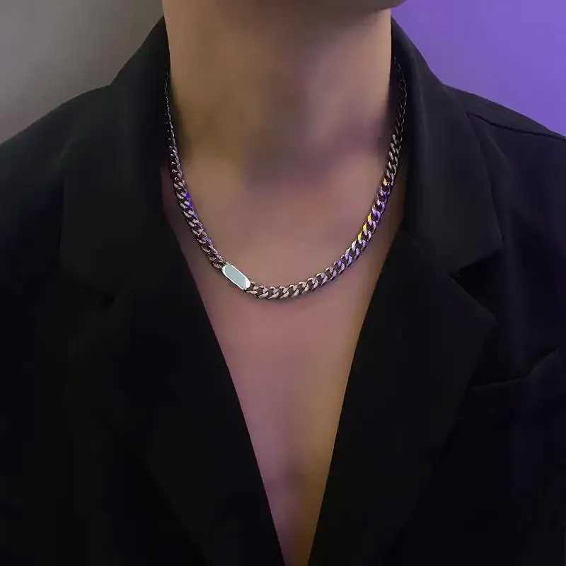 Fashionable thick chain bracelet mens classic necklace titanium steel chain hip-hop mens wristband gift jewelry without fading Y250329