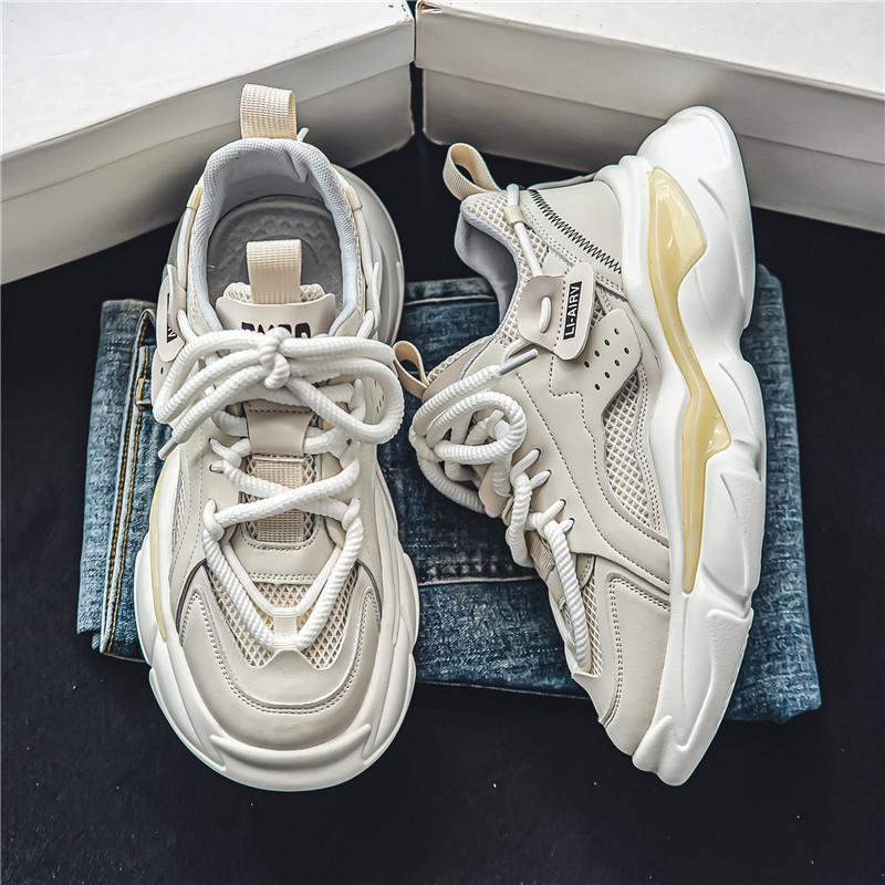Free shipping Clunky Sneaker men casual shoes classic thick sole increased breathable shoes comfortable fashionable