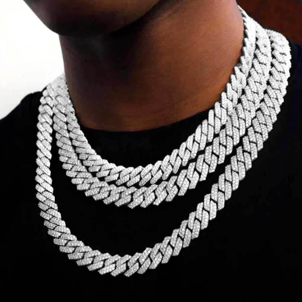 Hip Hop Bling Cuban Chain Link Necklace for Men and Women Silver Water Diamond Ice Out Punk Jewelry Gift Wholesale Direct Shipping Y250329