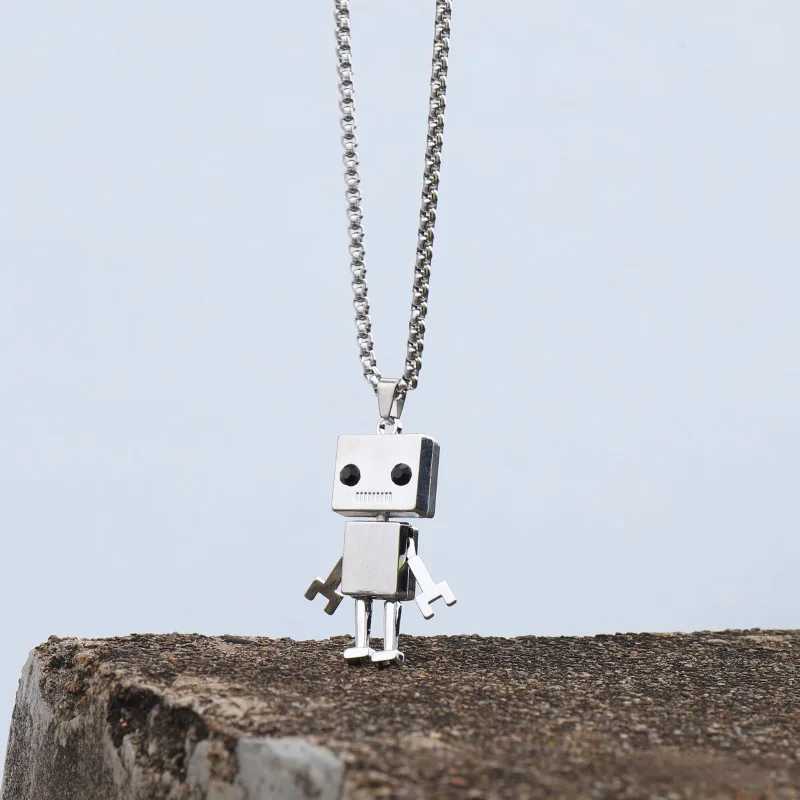 Stainless steel sweater necklace mens hip-hop Limb movable cube robot pendant necklace Cadena necklace Hombre necklace Masculino Y250329