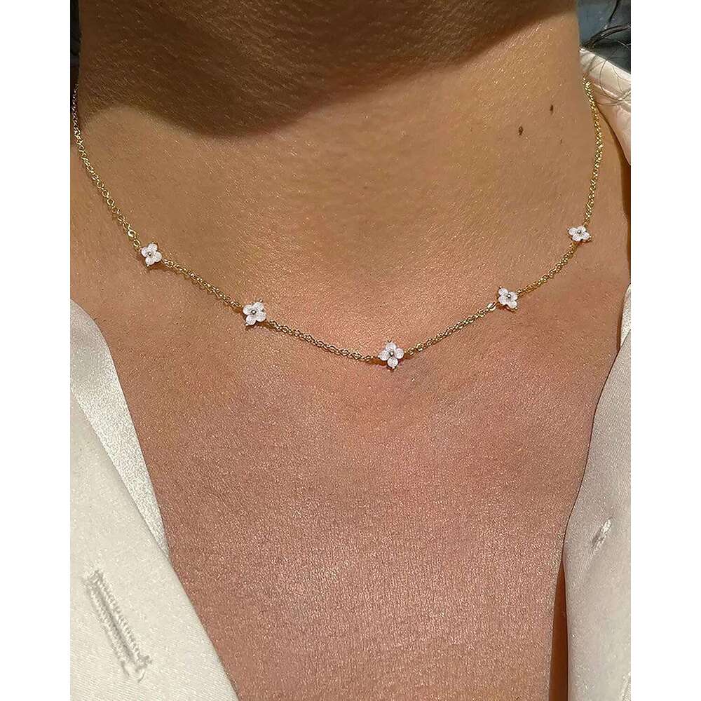 Dainty Sier Necklaces Women Trendy Non Tarnish 14K Gold Plated Cubic Zirconia Layered Cute Butterfly Heart Station Choker Necklace Stack for Wedding P