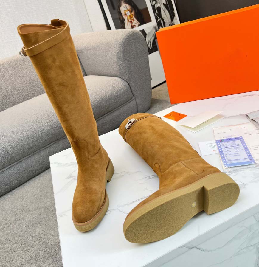 LUXURY top designer leather knee long boots winter fashion warm woman combat chelsea high heeled boot black riding brown knight boots