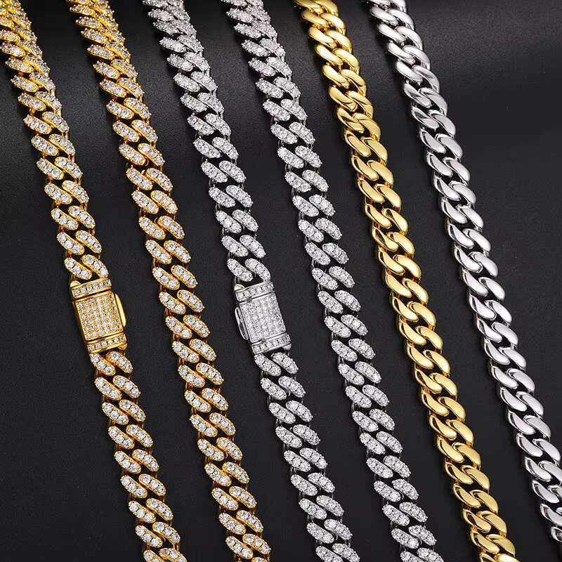 Low Price 8mm 1 Row VVS Moissanite Iced Out Cuban Link Chain Hiphop Jewelry Sterling Sier Lab Dia Necklace Men Women
