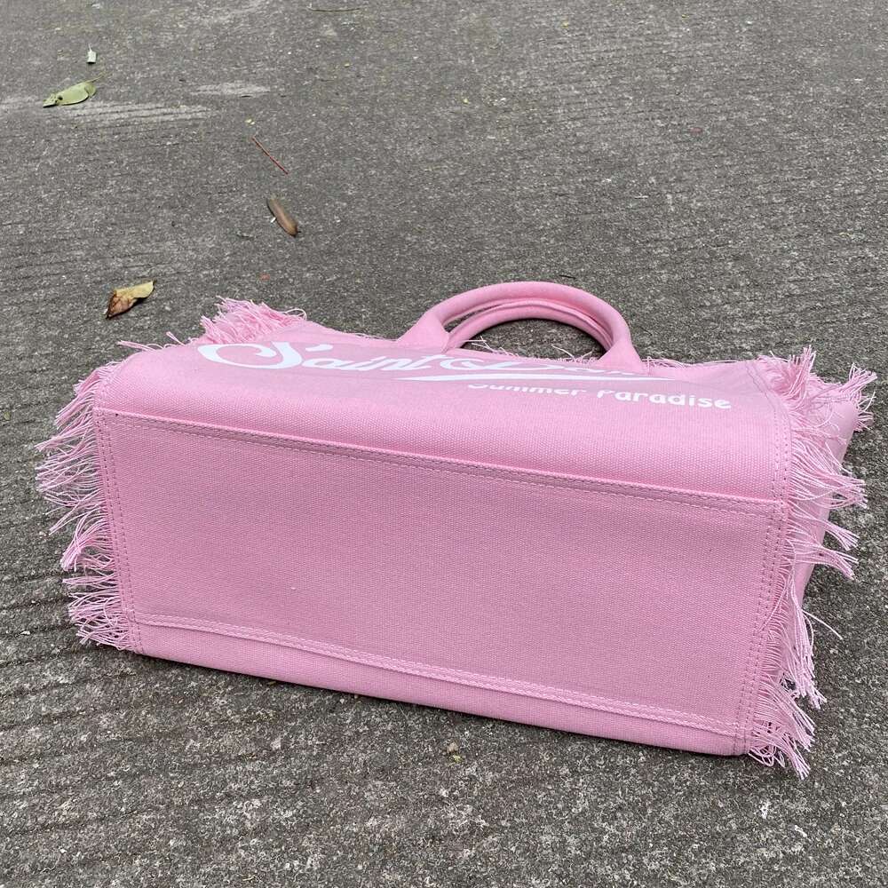 Casual Canvas Tote Bags For Women Designer Handbag Purse 2025 New In Tassel Trim Letters Large Capacity Underarm Shoulder