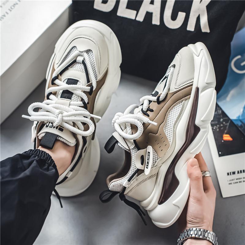 Free shipping Clunky Sneaker men casual shoes classic thick sole increased breathable shoes comfortable fashionable