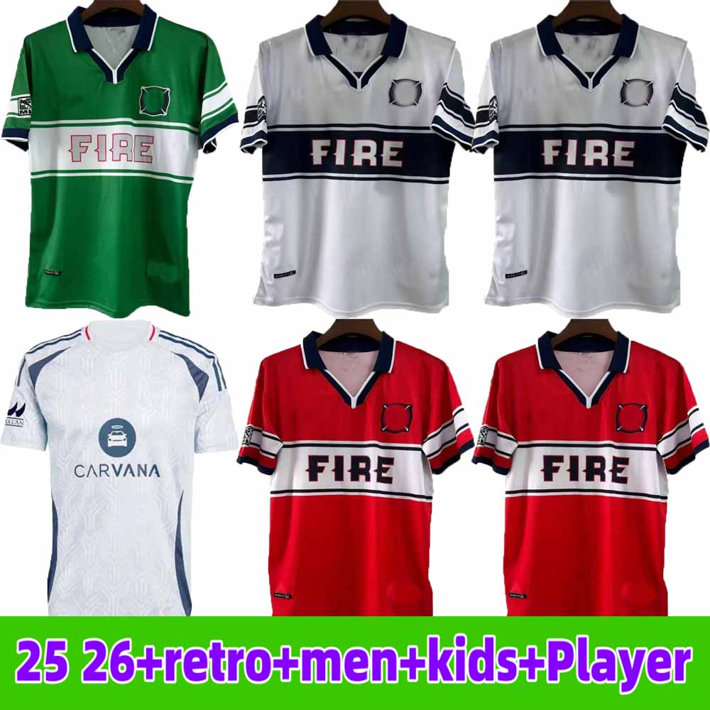 1998 Chicago Fire retro soccer jerseys 98 99 Klopas CAMPOS home away third goalkeeper fans men 25 26 Football shirts uniform size