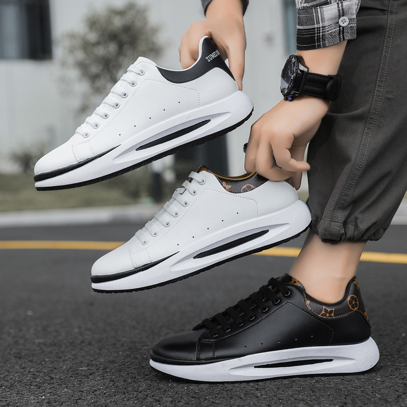 2025 Fashion new White gold black gold shoes men Wedge Heel Lace-Up skate shoes inside height-increasing leisure sports shoes plus 39-45