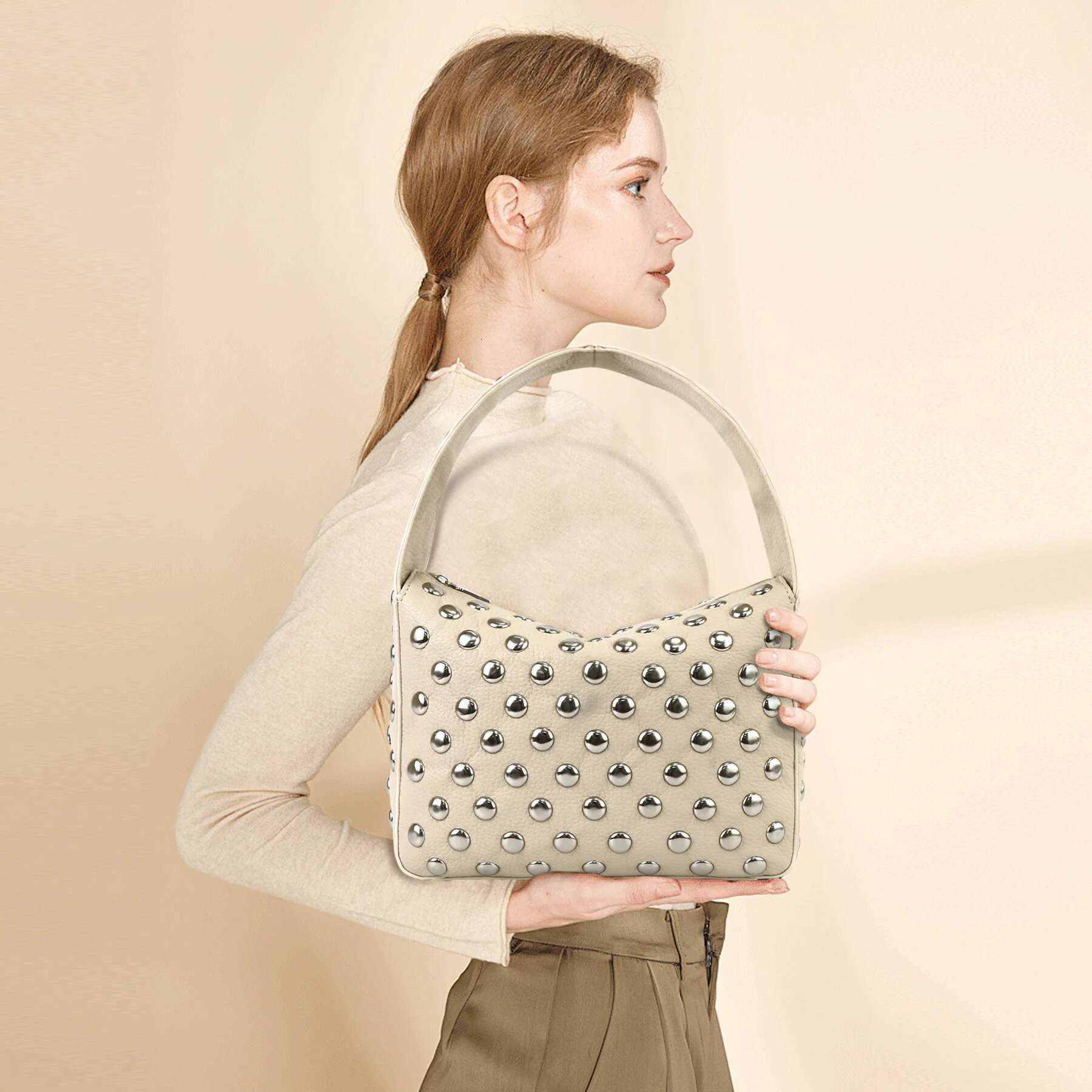 Studded Purses Y2k Shoulder Bag Punk Women Small Shouder Purse Vegan Leather Designer Handbags Streetwear