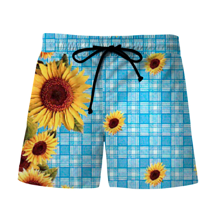 Top quality Brand High Quality New Style Free Delivery Designer Bag Summer digital printed sunflower pattern youth men's casual travel beach pant