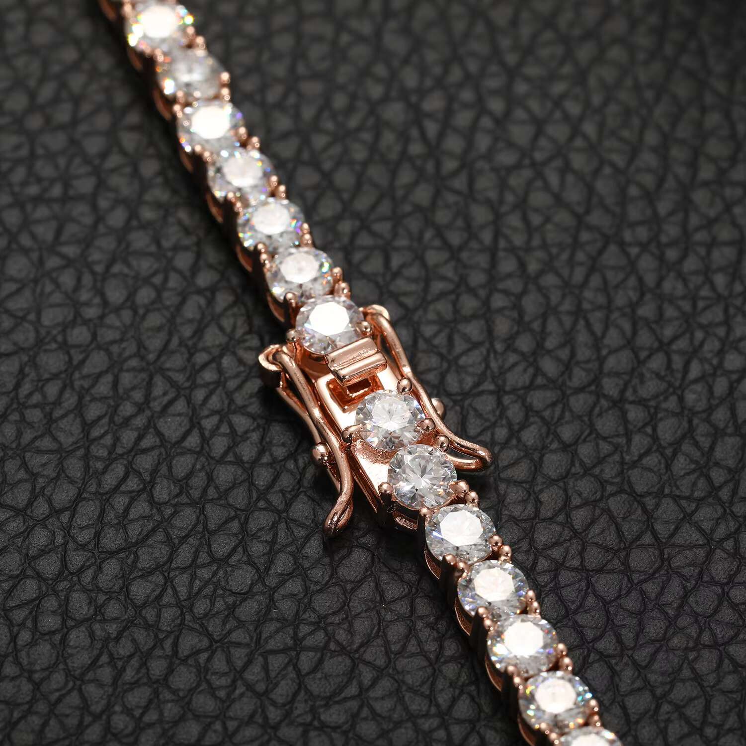 Fashion Men Women Jewellery 5mm Rose Gold Plated 925 Sterling Silver VVS Moissanite Diamond Classic Tennis Chain Necklace