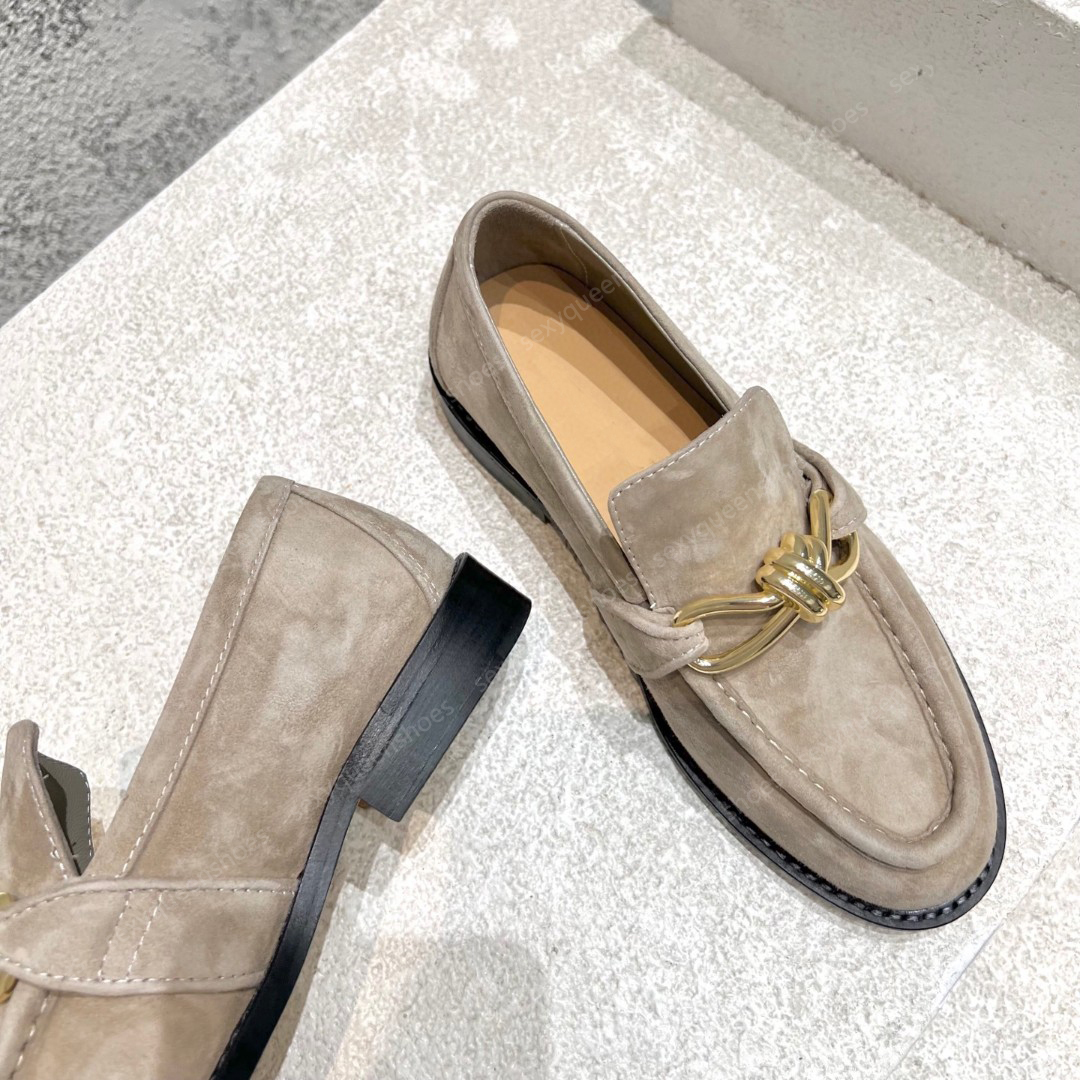 Top Quality Matte Leather Knot Decoration Loafers Women Men Flat Heel Luxury Designer Shoes Casual Low Heel Party Walking Shoes Fashion Mules Size 35-45
