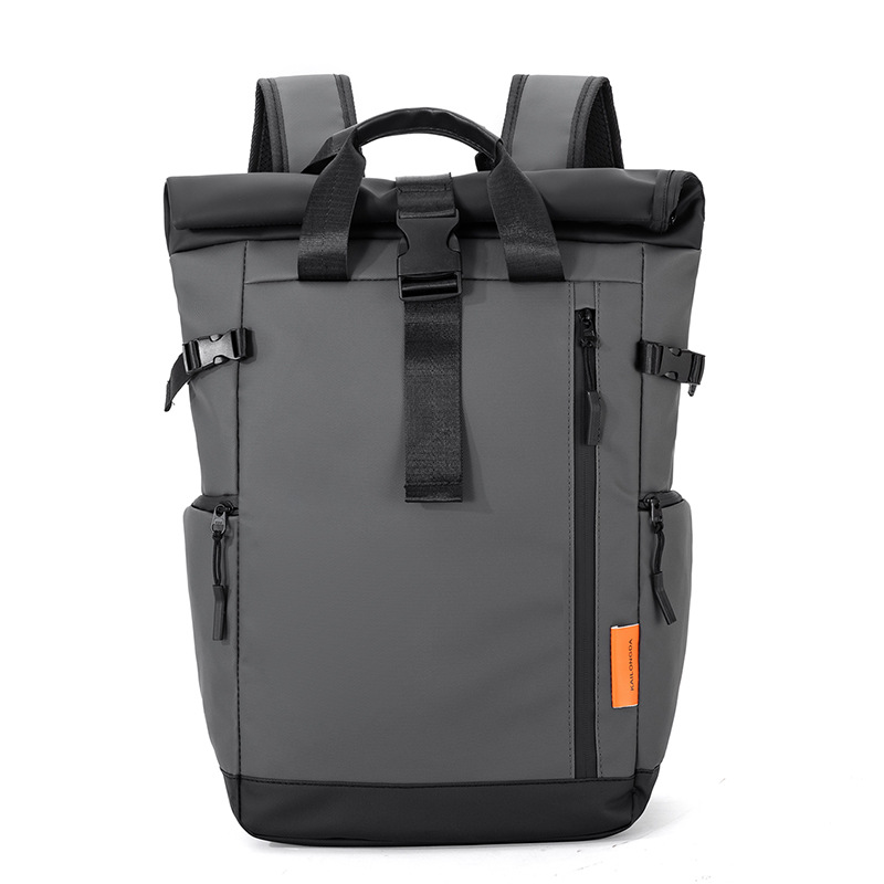 Men's street trend travel backpack Fashion outdoor sports backpack folding roll mouth leisure bag