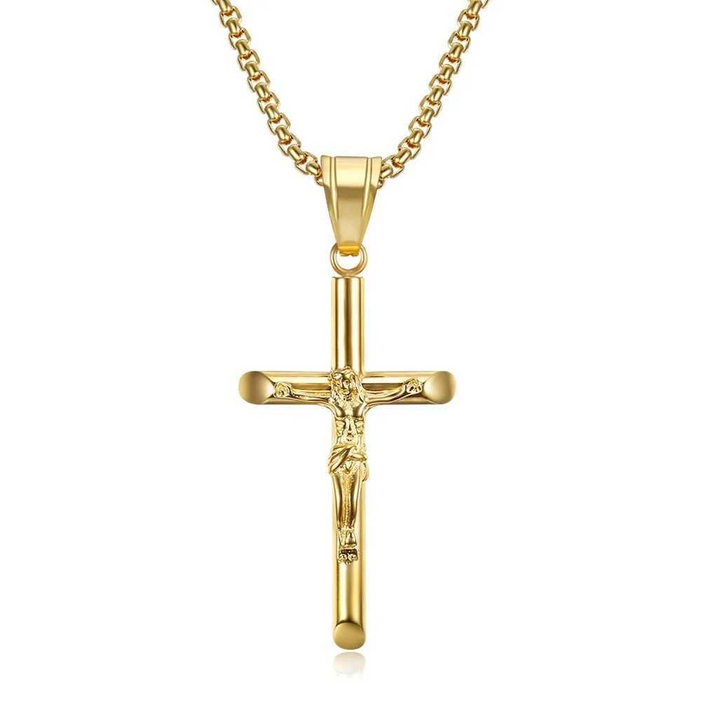 Hot HIPHOP Jewelry Stainless Steel Gilded YS Cross Pendant Necklace Mens Gift Accessories Gifts Y250329