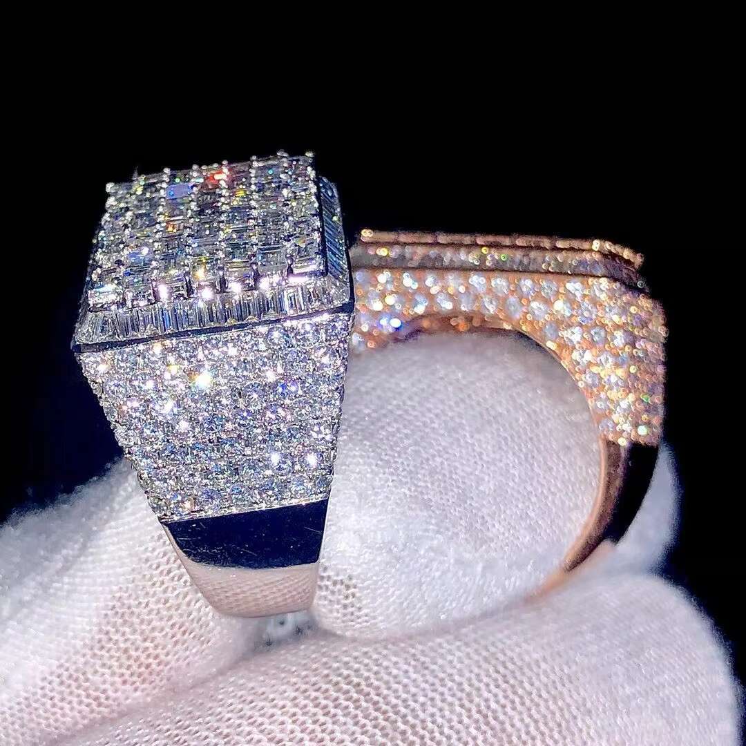 Factory Custom Moissanite Diamond Hip Hop Ring Star Luxury Fine Jewelry 925 Silver VVS Iced Out Letter Lion Ring Men