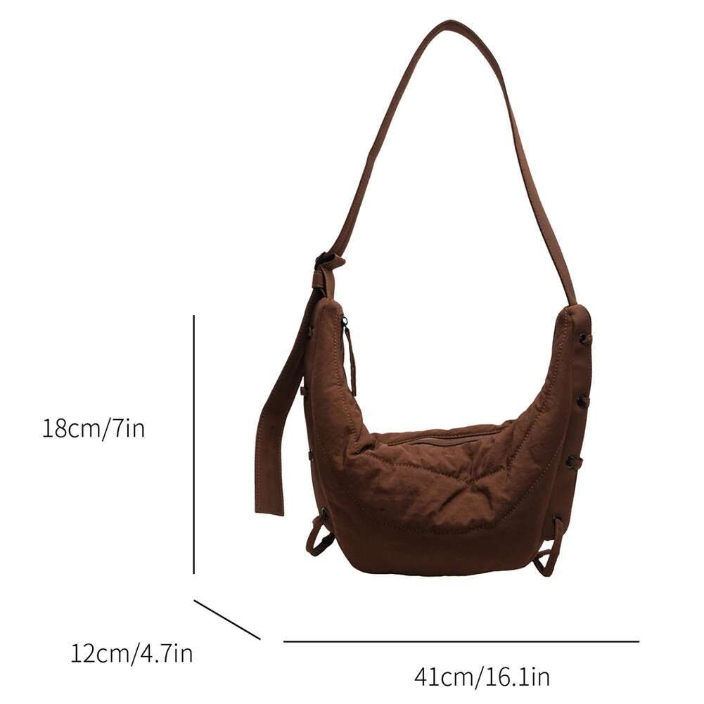 Crescent Nylon Solid Crossbody Women Men Adjustable Strap Hobo Croissant Bag For Travel Shopping