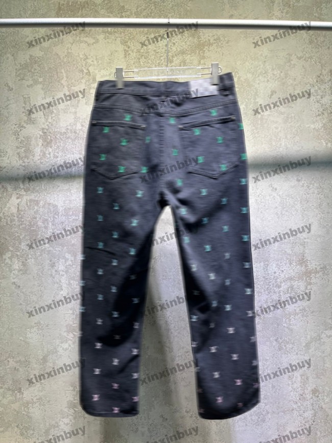 xinxinbuy Men women designer pant Water washed embroidery Gradient letters jacquard denim sets suit Spring summer Casual pants Black yellow Apricot S-XL