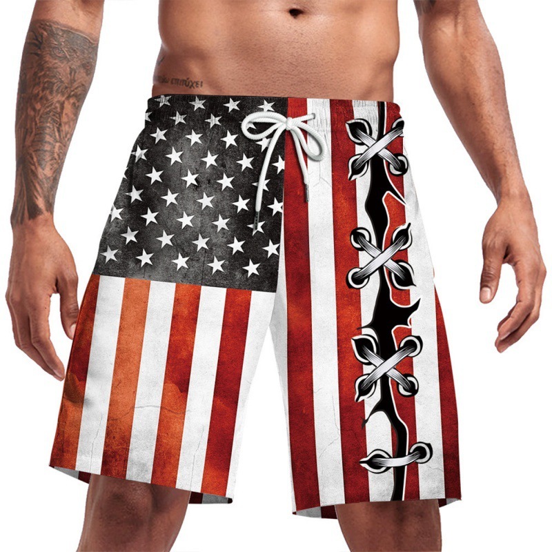 Top quality Brand High Quality New Style Free Delivery Designer Bag 2025 New Temu National Flag Digital Printed Men's Pants Sports Beach Surfing 