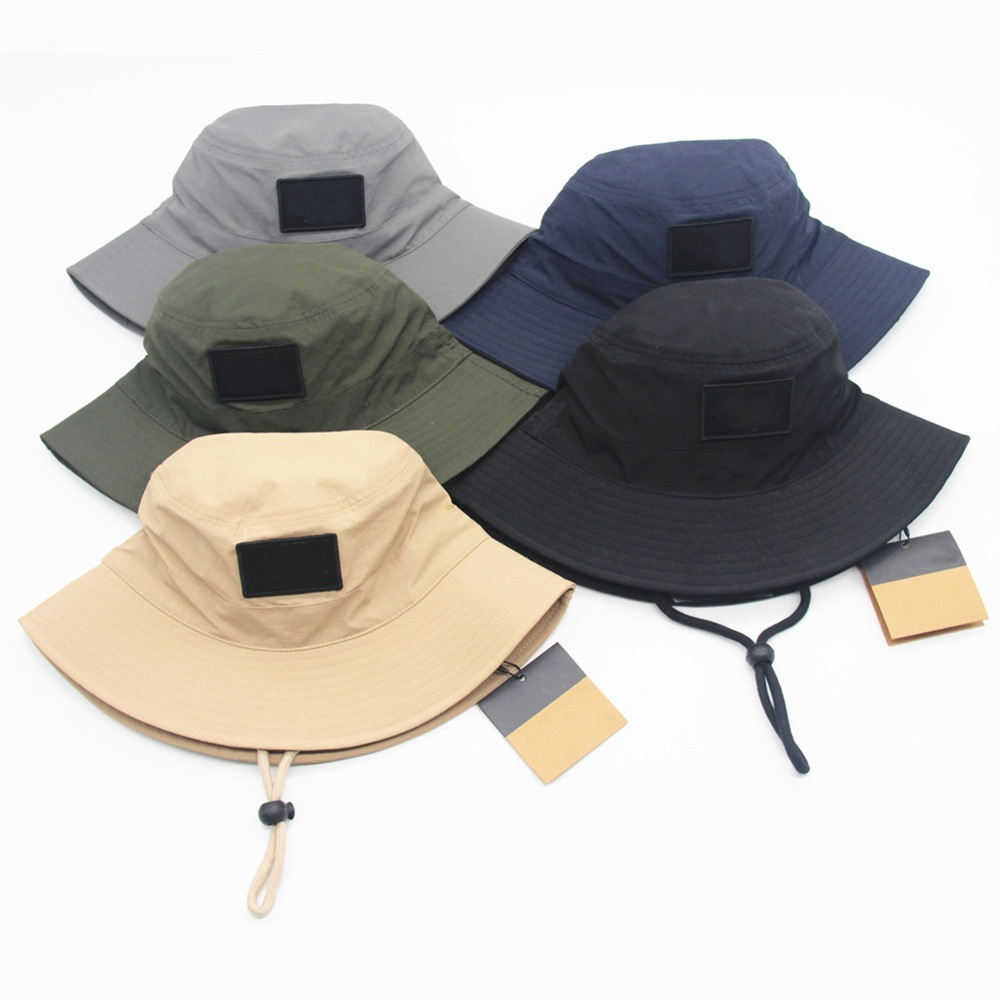 Outdoor Fisherman Hat Quick-Drying Hat Waterproof Work Visor Summer Sun Hat Drawstring Basin Hat Women'S Flat Brim Hat
