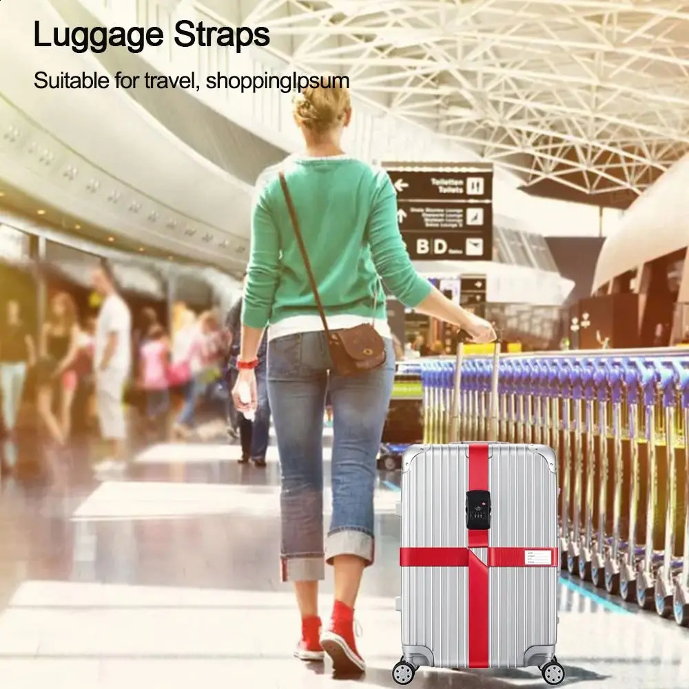 Travel Accessories TSA Password Customs Lock Suitcase Cross Belt Luggage Straps Luggage Belt Straps Belt Packing Strap 250407