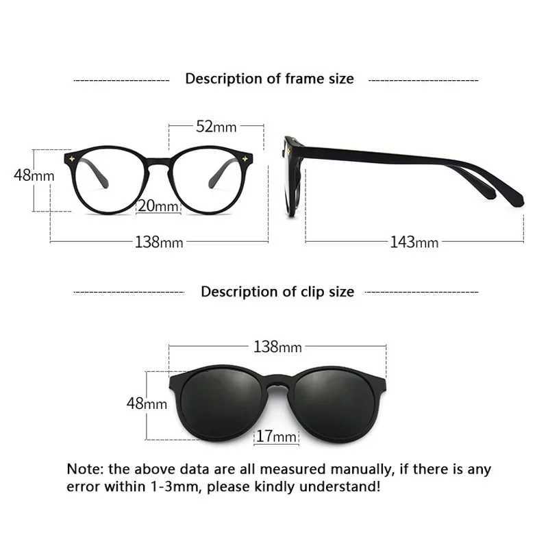 5 pieces of magnetic polarized clip on sunglasses with womens plastic frame used for night driving sunglasses UV400 Y250329