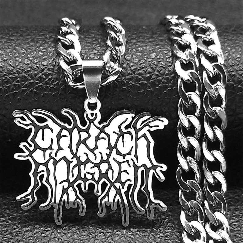 Gothic Hip Hop Band Pendant Necklace for Men Stainless Steel Gothic Punk Mens Necklace Jewelry 7729-QKC Y250329