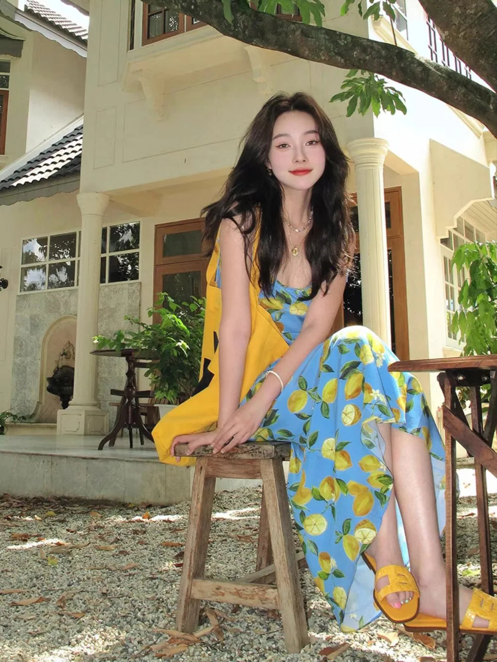 summer French style high-end floral printed figure slimming long dress with Dopamine Inspired by Estheticin Korean Influenced 250328
