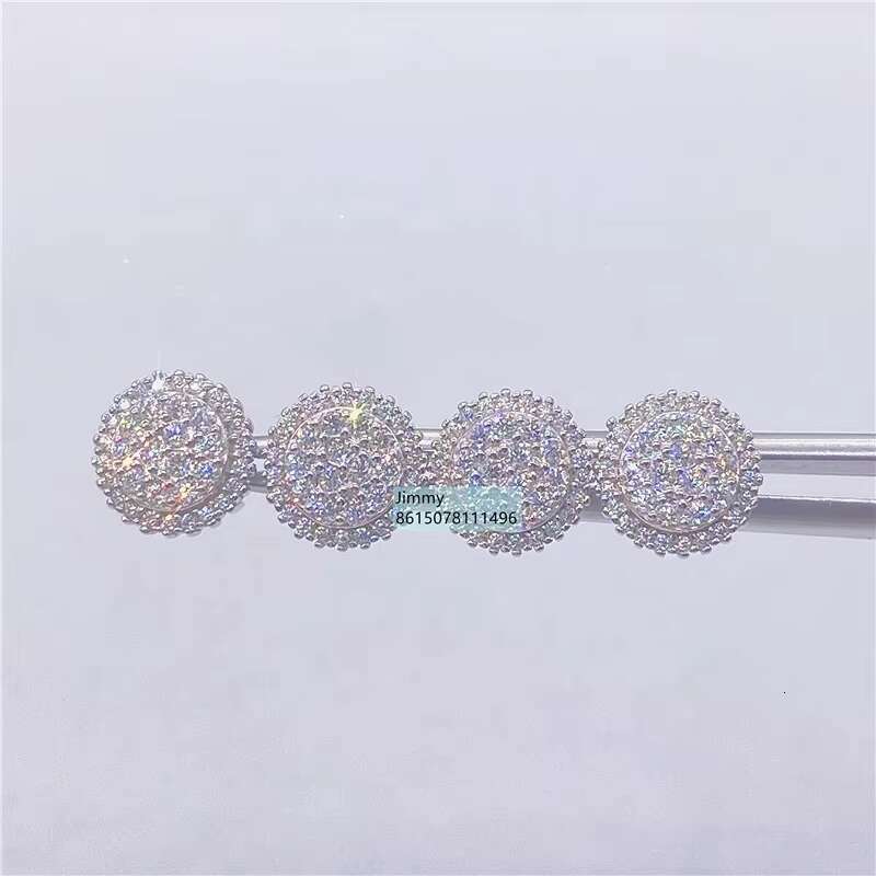 Best Selling Rappe Stock Wholesale Price 925 Silver Iced Out Jewelry Vvs Moissanite Diamond Round Shape Men Stud Earrings