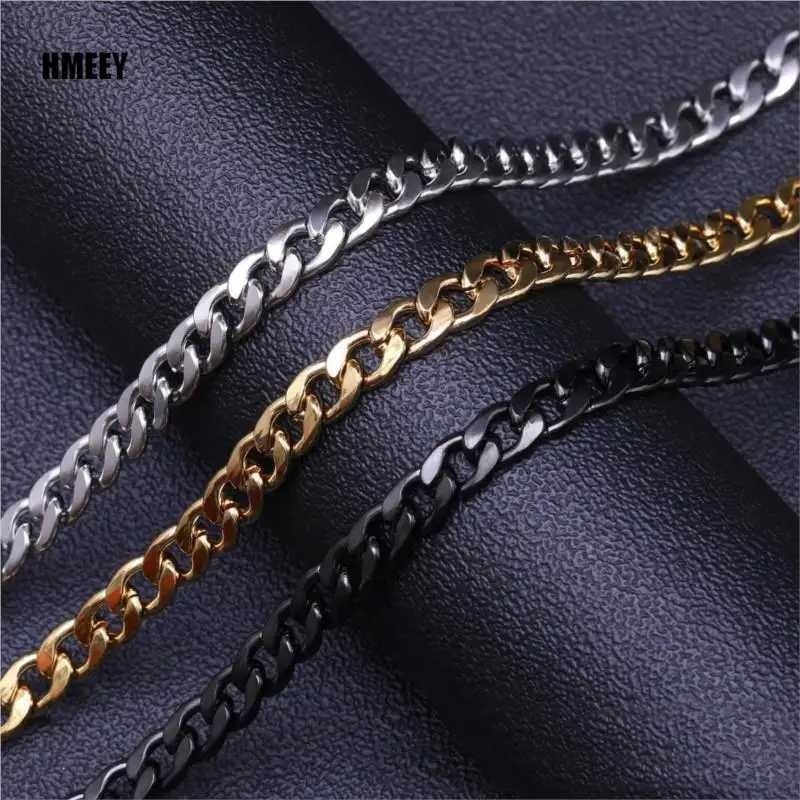 Hmey Stainless Steel Chain Necklace Long Hip Hop Mens Necklace Fashion Jewelry Gift Accessories Silver Necklace Y250329