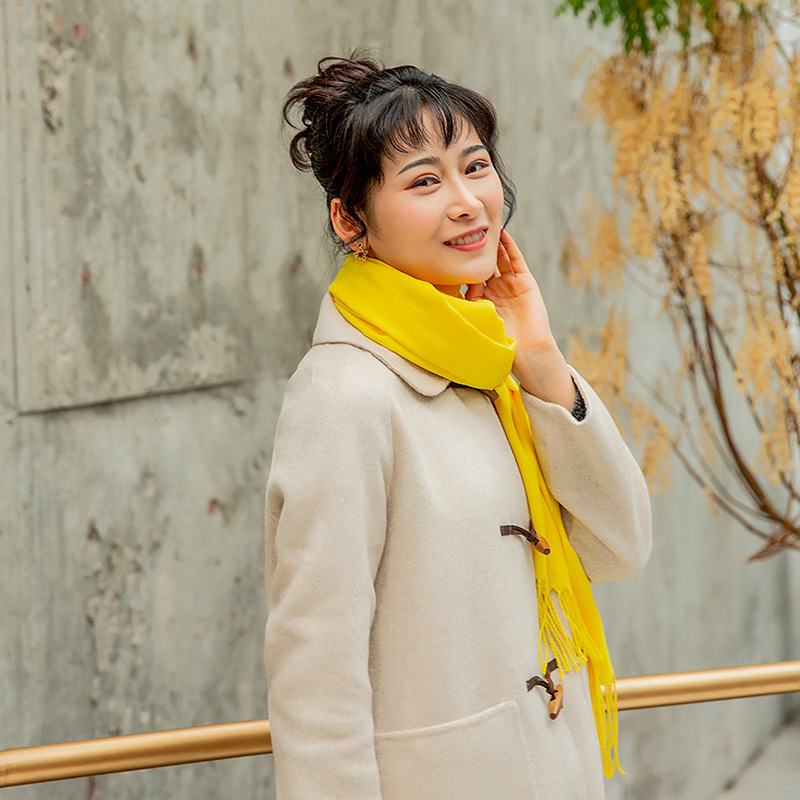 K265 Imitation cashmere scarf brushed solid color thick long scarf autumn and winter no pilling tassel shawl female factory direct sales new style