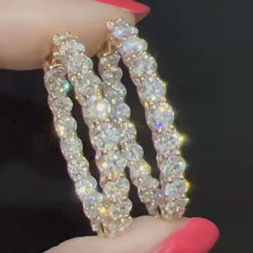 Customized Luxury Earrings Women Moissanite Hoop Vvs1 Moissanite Diamond Hip Hop Earrings