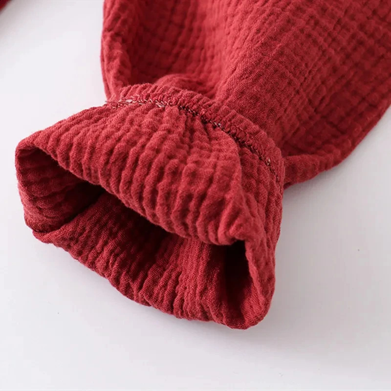 Childrens boy and girl clothing set party long sleeved baby shirt loose pants childrens 16Y spring summer plain weave 250325z