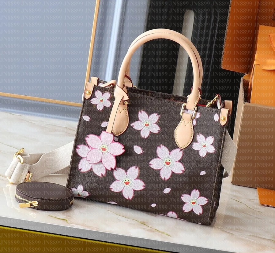 Women cherry blossom Evening bag leather takashi murakami handbag fashion designer baguette canvas tote colorful waist bag composite lady crossbody wallets bags