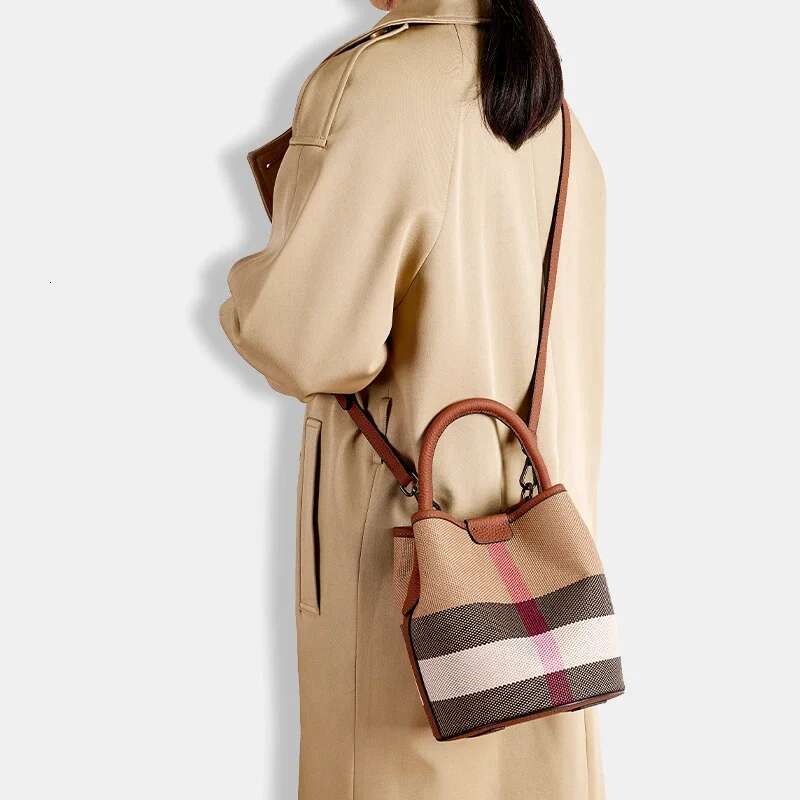 Bucket Purse Fashion Crossbody Bags For hot Women Soft Cow Leather And Canvas Shoulder Handbags With Detachable Straps